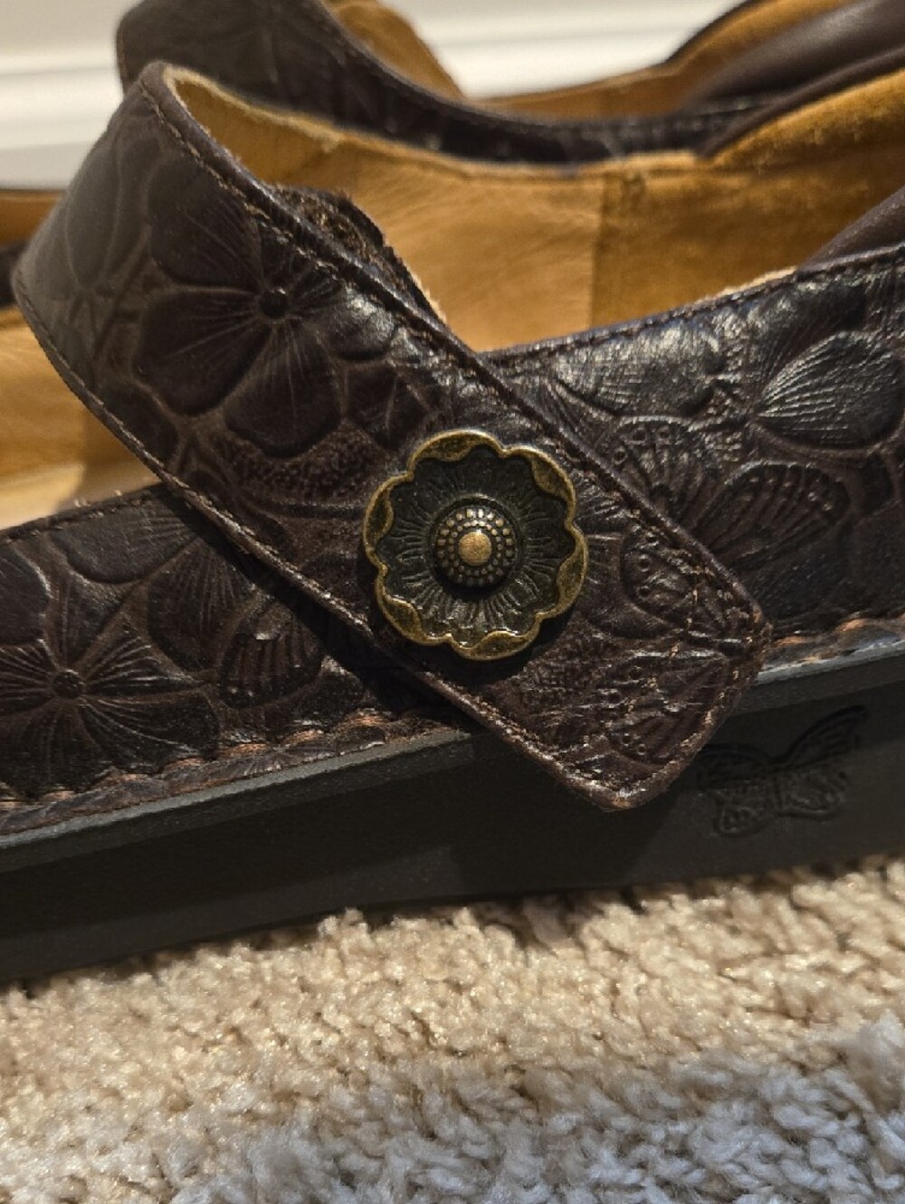 Dark Brown Floral Mary Jane Shoes - Picture 3 of 10
